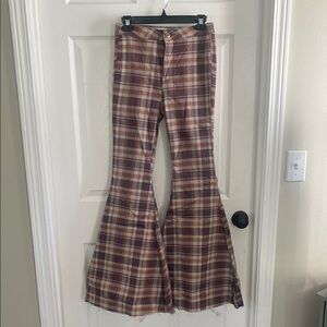 We The Free Brown and Cream Flare Pants
